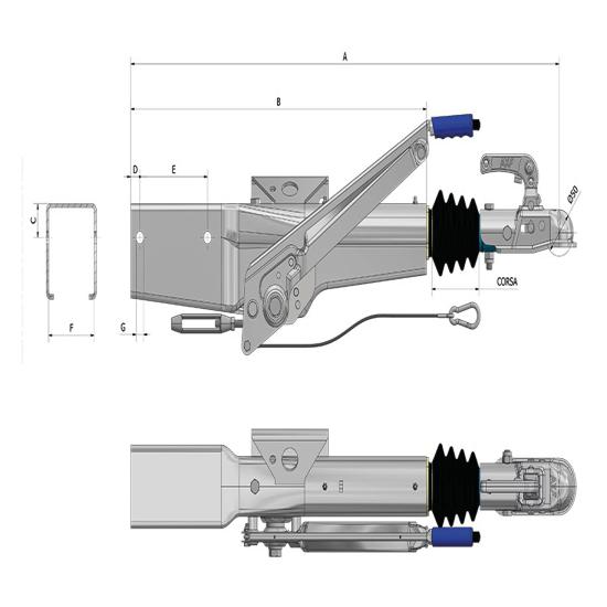 TÊTE FREINÉE Monopoutre AXF RF3B carré 71mm